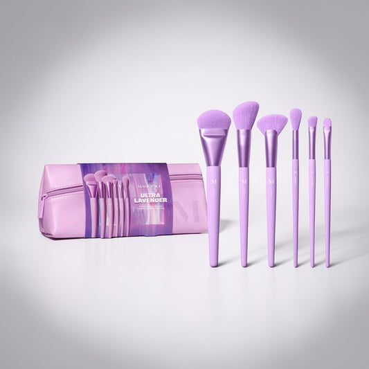 Morphe Ultra Lavender 6-Piece Face & Eye Brush Set + Bag New